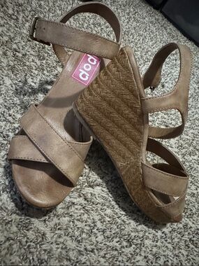 pop Tan Braided Espadrille Wedge Sandals